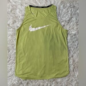 Nike Dri FIT Running Athleisure Tank Top Yellow Athletic Workout Shirt Womens M